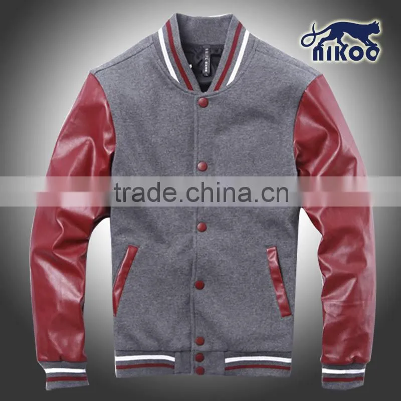 Customized basball Jacket with leather sleeves