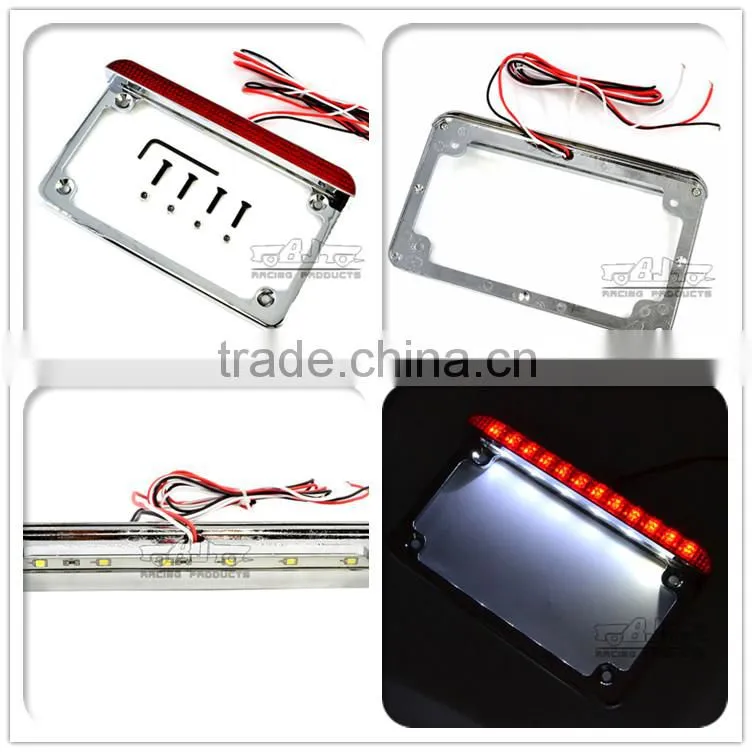 BJ-LPL294-003 High Performance Chrome 4'' X 7'' LED Tail Light Motorcycle Licence Plate Bracket for Harley