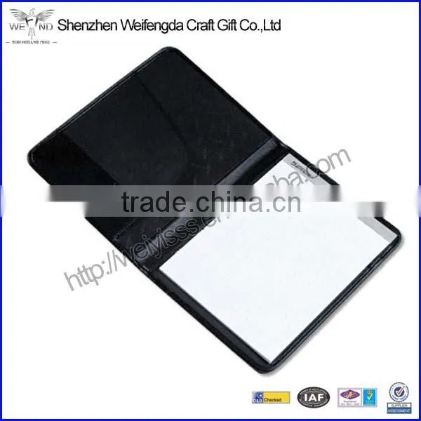 New Black Professional Storage Pockets Card Slots Leather Writing Pad Holder
