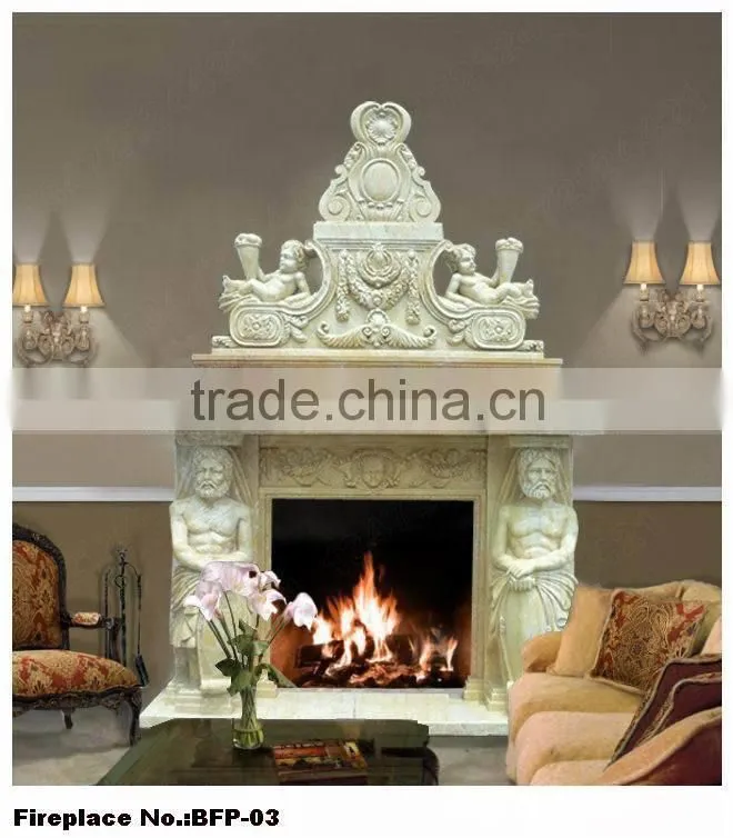 Double Layer Figure Statue Stone Marble Fireplace Surround