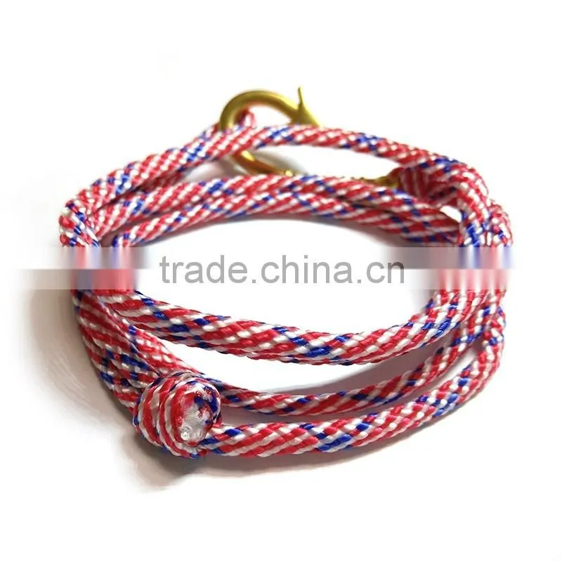 double heart bracelet fashion anchor charms wax rope bracelet love bracelet leather bracelet jewelery