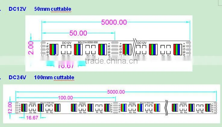SMD5050 4 in 1 24v rgbw flexible led strip light Shenzhen factory 24v rgbw flexible led light strip