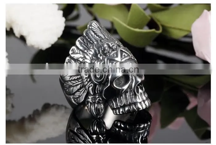 2016 hot 316L high quality skull finger ring man