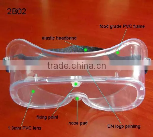 2016 PVC lens & frame safety goggles cheap anti-splash medical safety goggles without vents EN170 safety goggles