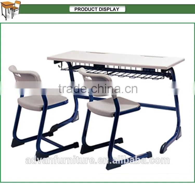 High Quality Plastic Europe Style Study Ergonomic Double Student Desk and Chair School Sets