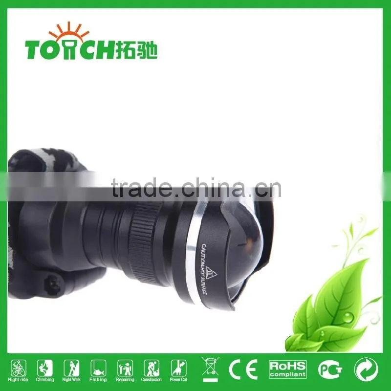 Headlamp 4-Mode CRE E XM-L T6 LED Headlight 2100LM Zoomable Adjustable Light for Camping searching + Car Charger