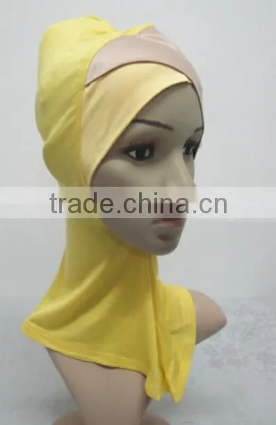 C049 new style both sides two color satin crossover ninja inner underscarf,full underscarf to cover neck