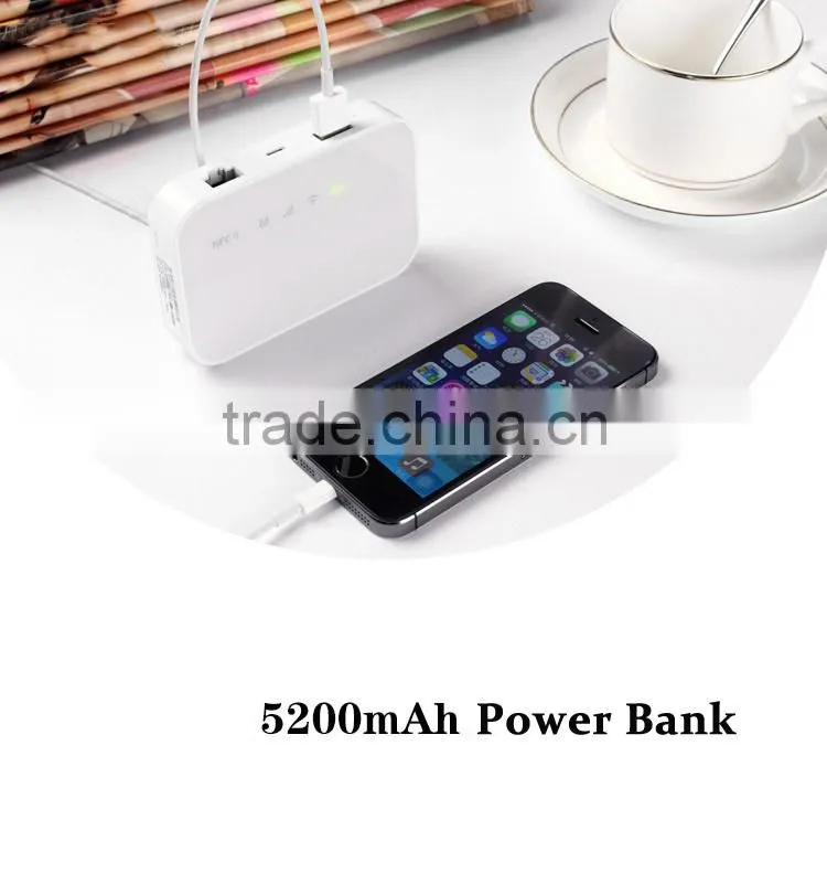 multi-function 5200mah NFC connect power bank 3g wifi router with sim card slot
