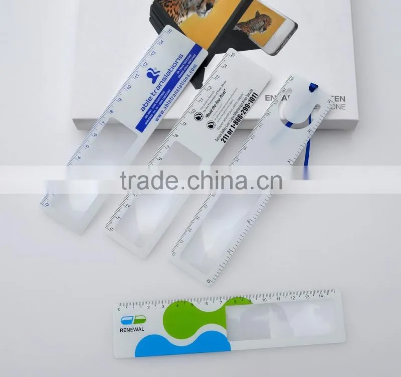 Hot Seller PVC Plastic Bookmark Ruler Magnifier