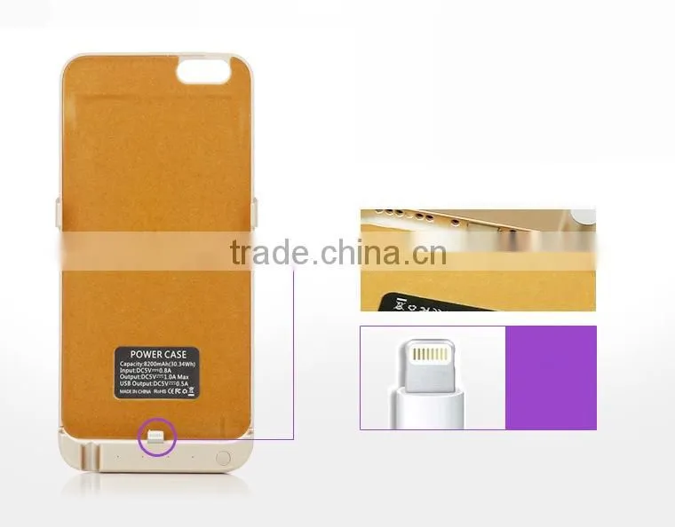 2016 New Arrival External Battery Case for iPhone 6s/6plus , For iPhone Power Bank Case 5800mAh Li-Polymer Battery Factory