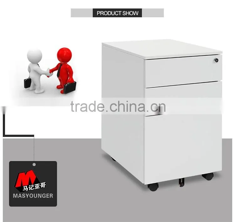 Mobile cabinet metal mobile filing cabinet pedestal with central lock