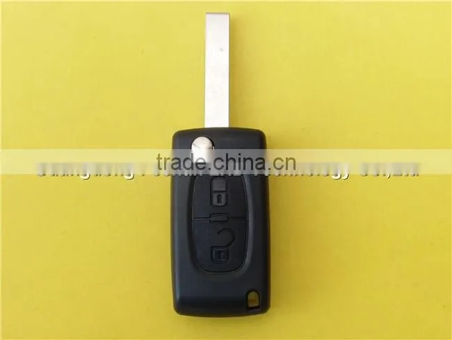 2 button flip remote key fob case shell for Peugeot 407 CE0536