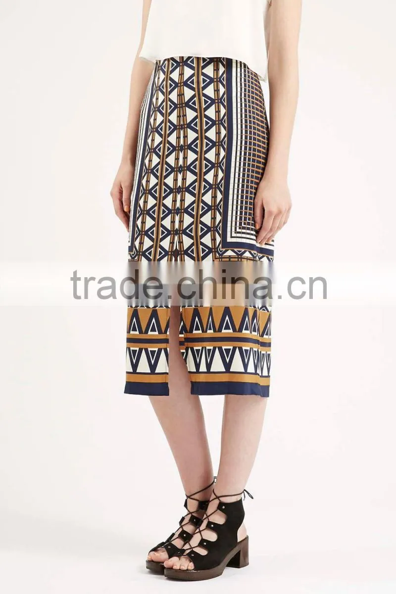 Midi Aztec Stripe Print Skirt