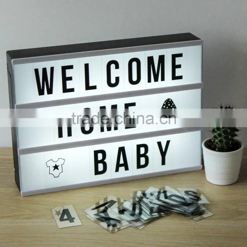 Custom number and letters a4 cinema light board for decoration box