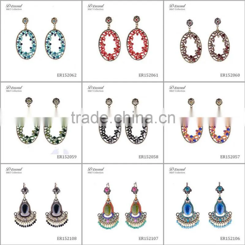 Wholesale Jewelry Yiwu Factory Ladies/Women's Ethnic Bohemian Resin Earrings Dangle Earrings Tassels Drop Earrings