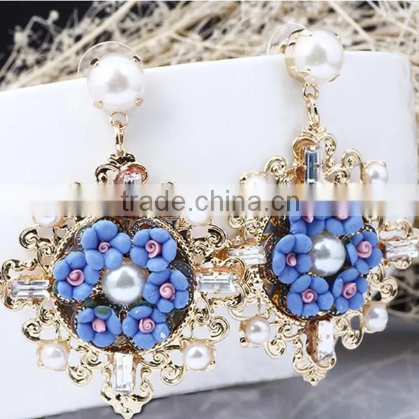 instock enamel beads soft ceramic shaped flower earring