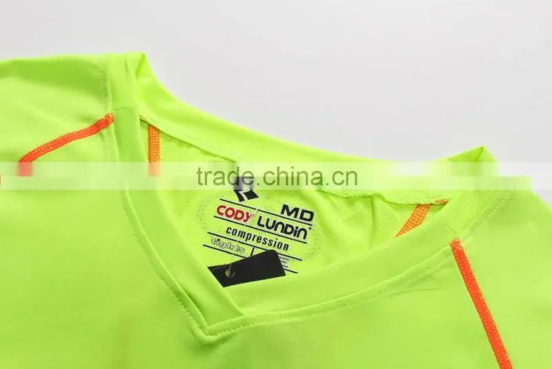 custom fashion comfortable v-neck plain short sleeve compression shirt women 2016