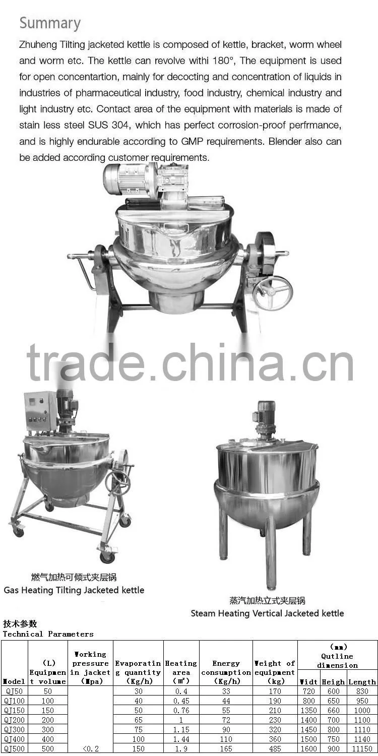 industrial food jacketed kettle,electrical jacketed kettle,vertical jacketed kettle