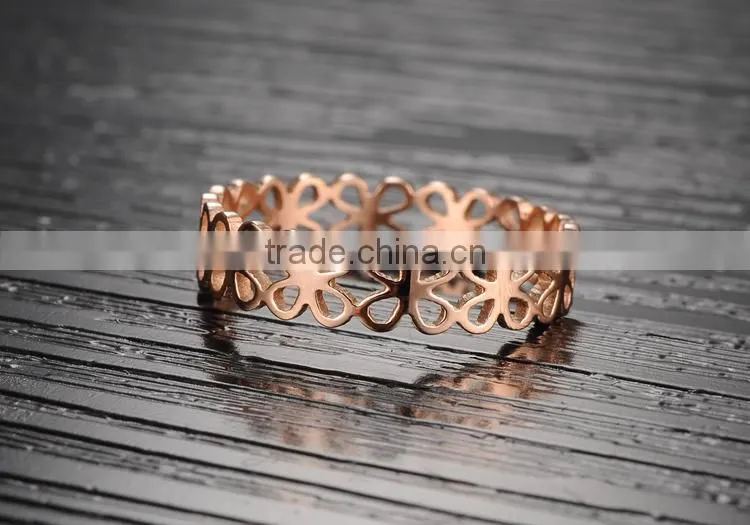 Hollow design IP Rose Gold Plating Class Ring