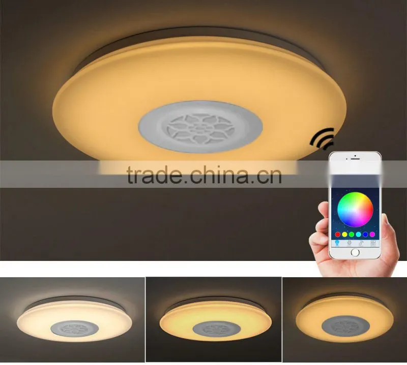 Wireless App Bluetooth Speaker RGB Light Fixture Modern Led Ceiling Lighting Light