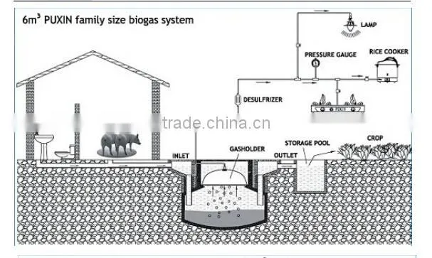 China Puxin Household 4m3 Biogas Anaerobic Digester