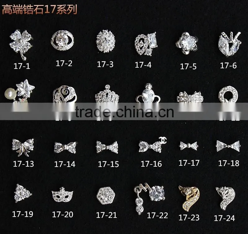 super quality zircon material crown bow knot flower fox design 3D nail art jewelry