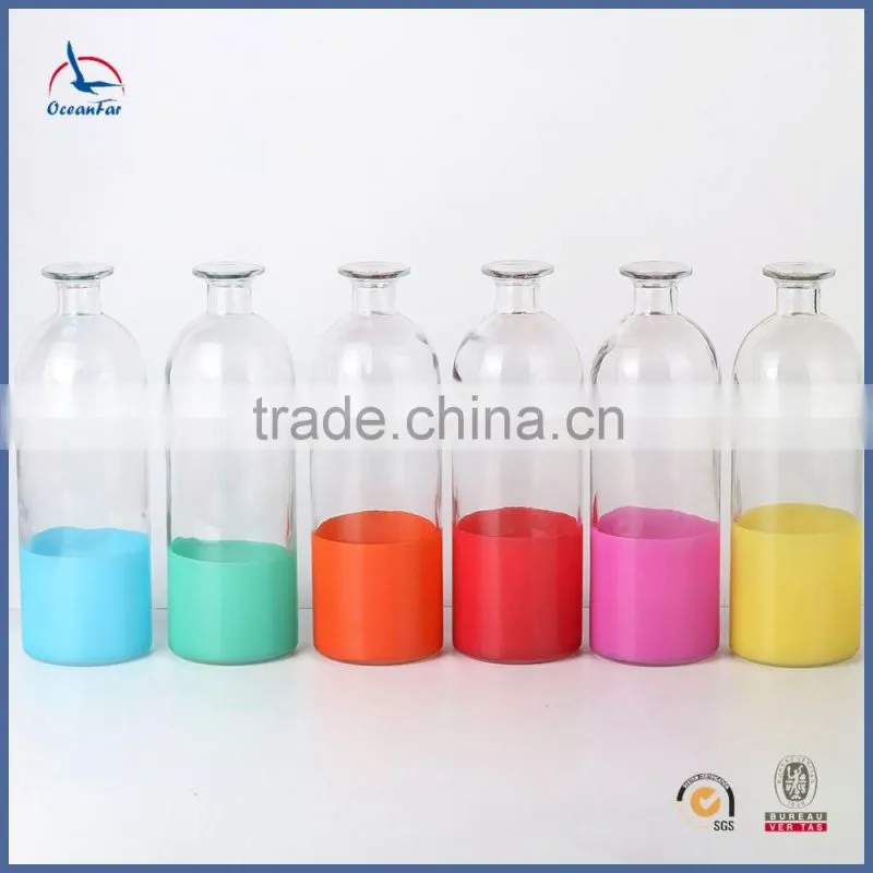 Colored Cylindrical Decorative Glass Vase Cheap Price Home Goods Vase