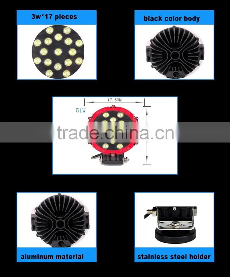 12V led work light / 51w led work light auto parts