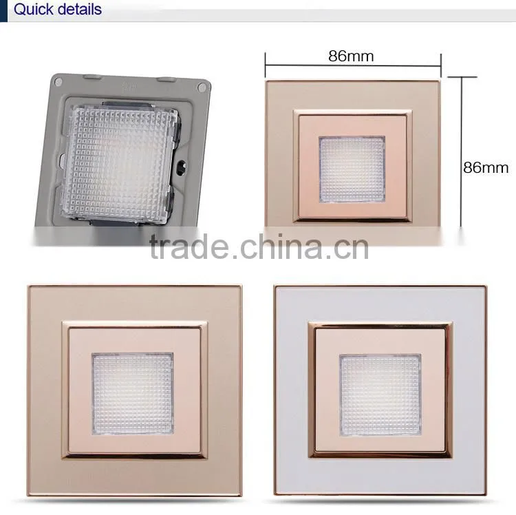 Wall mount AC180V - 240V LED footlight wall switch with yellow light