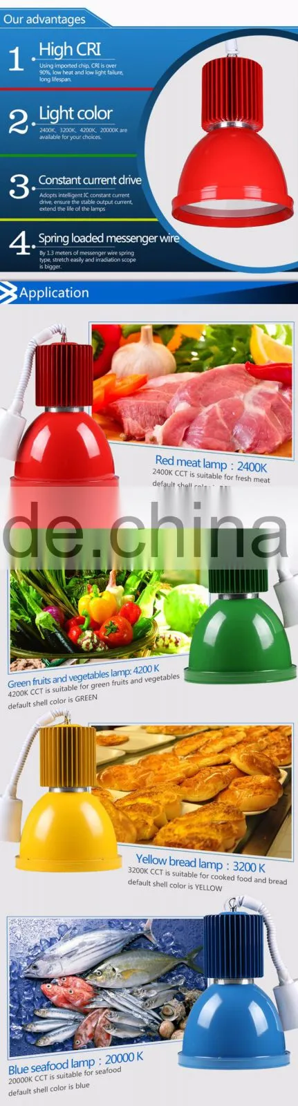 20/30/40/50W Warm white LED Fresh meat lamp LED Industrial Lamp LED Food lighting