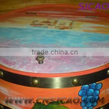 Wood Wine Barrel Refrigerator, LED Wine Barrel Fridge Energy Drink