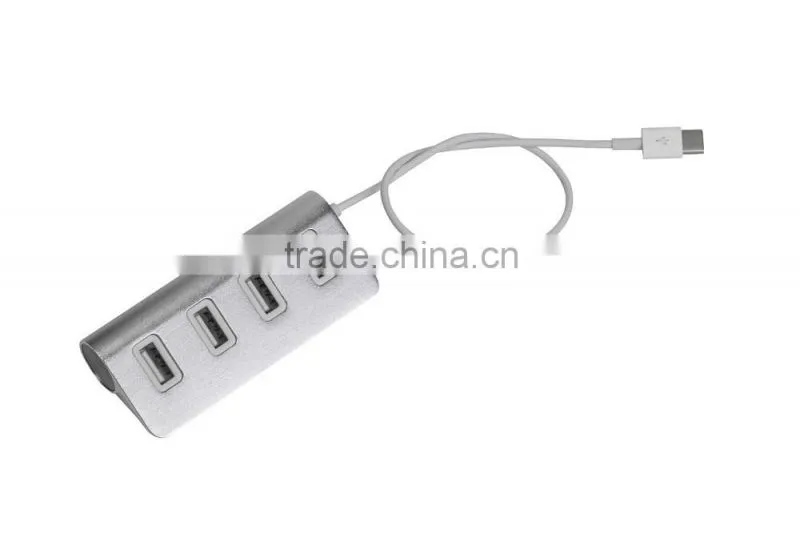 Aluminium casing usb por hub, Type C Change to 4 port usb 2.0 hub for Macbook with LED indicators
