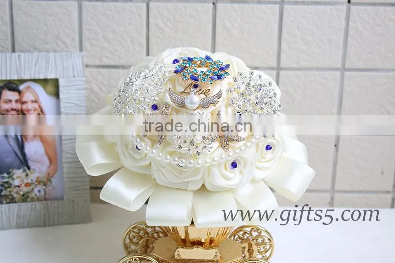 Exquisite Wedding Bouquet with blue beads
