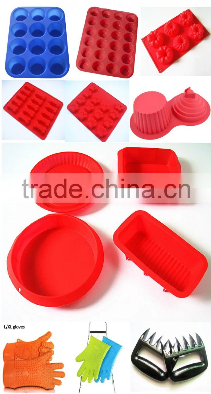 2016 amazon hot Wholesale BPA free FDA food grade 5 cavity large meat pie trays silicone hamburger presser