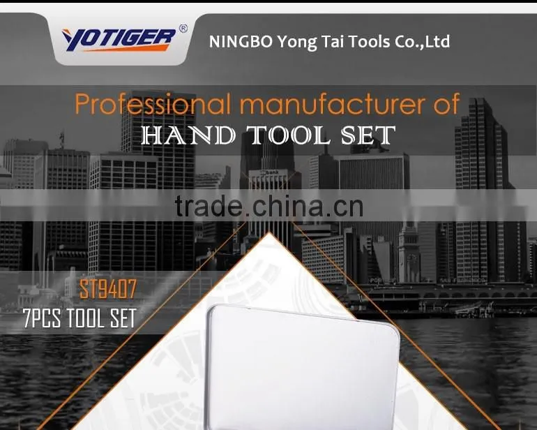 Alibaba Ningbo Manufacturer & Factory OEM 7Pcs Tin box Tool Set