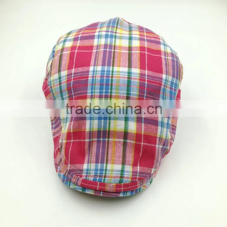 custom made fashion check cotton ivy cap wholesale
