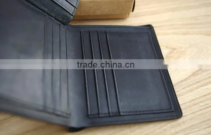 Custom Black Genuine Leather men's wallet OEM