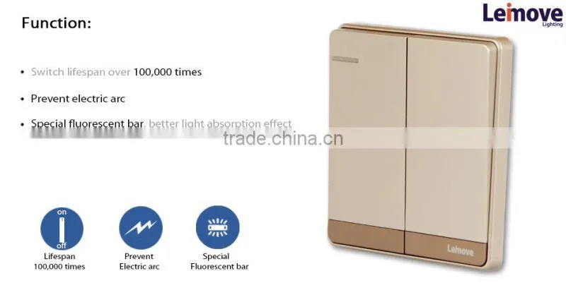 2015 new design 220v italian gold Simple electric wall light switch and socket