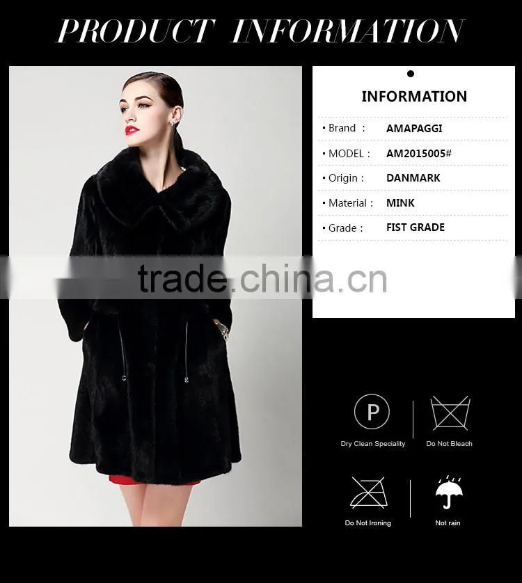 Wholesale top quality black slim mink womens fur coat from China