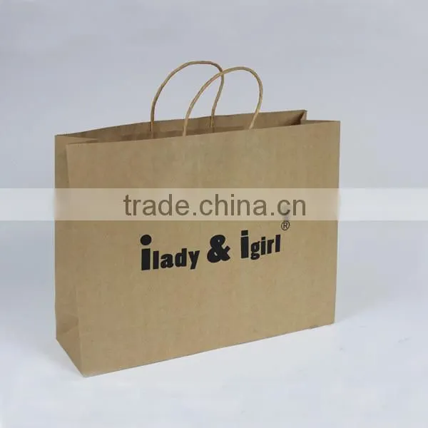 Wood Pulp kraft paper printed Christmas gift recycle paper bag