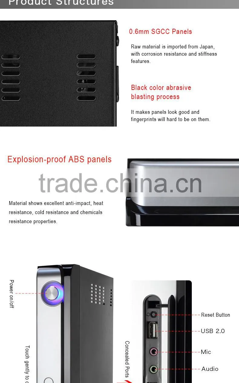 Realan Vertical Horizontal Mini ITX Micro ATX PC Gaming Case T02 with Power Supply (SGCC 0.6mm, 2.5"/3.5"HDD)