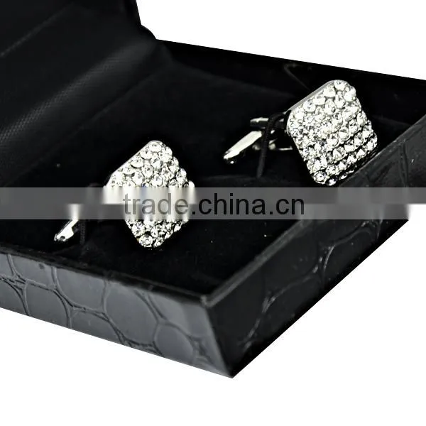 fashion jewelry stainless steel crystal square men's cuff links