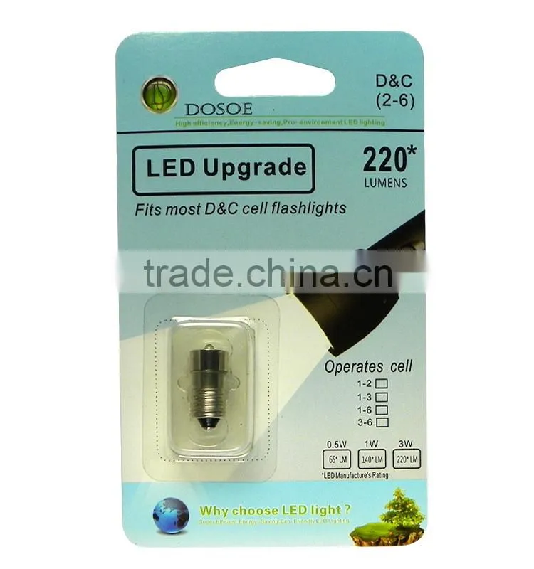 High Power 1w LED Bulb for Lamp replacement 3 4 5 6 D-Cell Flashlight