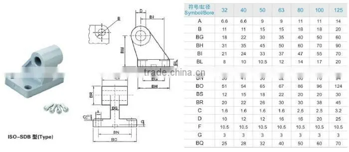 Pneumatic Single Earring ISO6431 Standard Air Cylinder Accessory