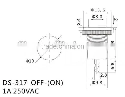 YL6-16 2 pin mini push button light switch on off