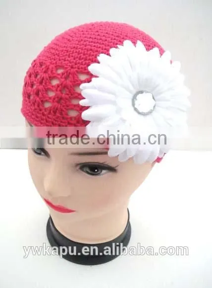 Multi colors kufi hat,baby crochet hat with flower