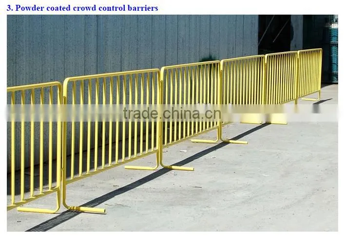 road barricade or pedestrian barrier/metal crowd control barrier at riot/event for crowd control