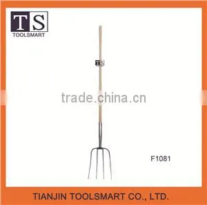 gardening tools stainless carbon steel fork with wooden handle