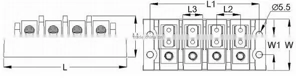 TGP-XXX-A Series 2~12 Pole Electrical Power Distribution Terminal Block