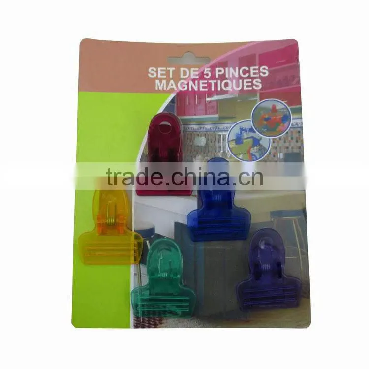 Trade assurance colorful magnetic plastic spring clip